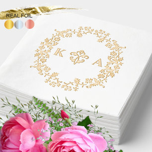 Victoriaans Monogram Bruiloftsgoud Folie Servetten