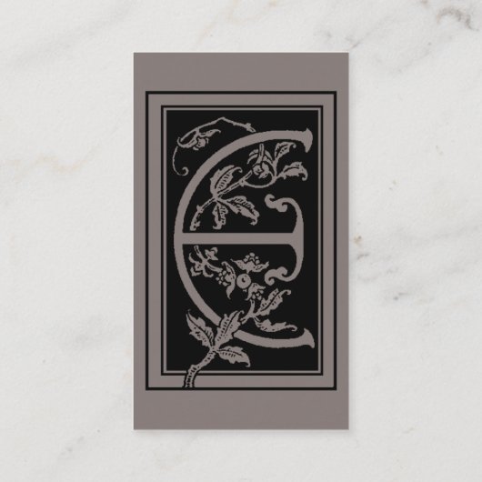  Victoriaans monogram Decoratieve letter E Visitekaartje (Achterkant)