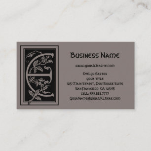 Victoriaans monogram Decoratieve letter E Visitekaartje