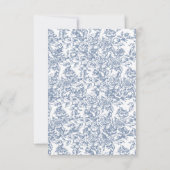 Victoriaans Monogram Frans Blauw Bloemen Bruiloft Kaart (Achterkant)