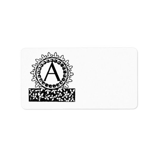  Victoriaans monogram letter A Etiket (Voorkant)
