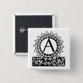 Victoriaans monogram letter A Vierkante Button 5,1 Cm (Voorkant /achterkant)