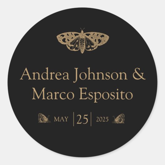 Victoriaans mot Elegante Gotische bruiloft gunst Ronde Sticker (Voorkant)