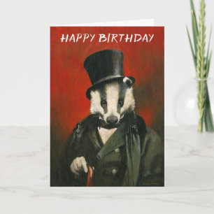 Victoriaans Mr Badger Verjaardag Kaart