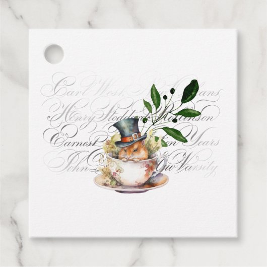 Victoriaans Muis in Theebeker Bedankjes Labels (Voorkant)