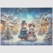 Victoriaans muizen in het winterdorp Decoupage Tissuepapier (Voorkant)