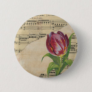  Victoriaans muziek Romance Tulps Ronde Button 5,7 Cm