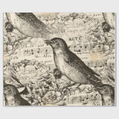 Victoriaans muziekvogels cadeaupapier (Vlak)