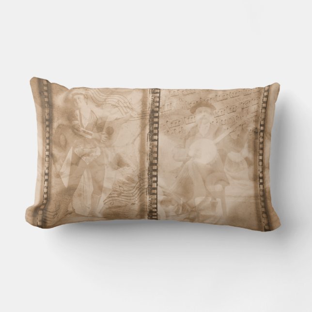 Victoriaans Muzikanten Sepia Film Collage - L Kussen (Voorkant)