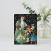 Victoriaans Nighttime Santa Briefkaart (Staand voorkant)