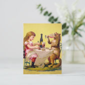 Victoriaans Odd Drink Kat Briefkaart (Staand voorkant)