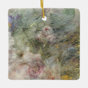  Victoriaans olie Canvas Roze Paarse Floral Keramisch Ornament