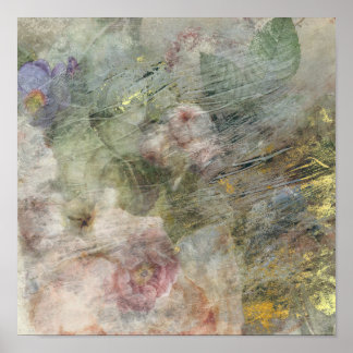 Victoriaans olie Canvas Roze Paarse Floral Poster