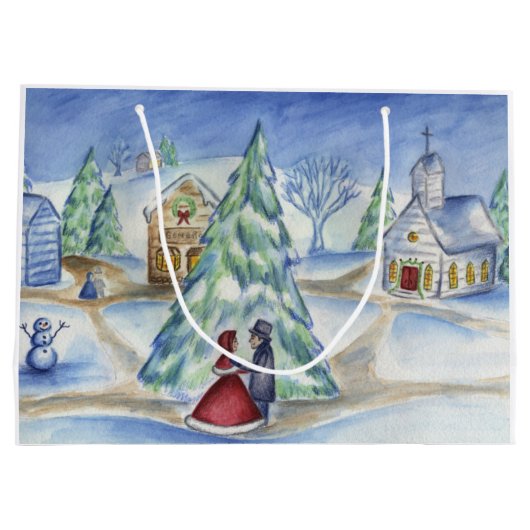 Victoriaans Oude kerstcadeautas met kerstcadeaus v Large Cadeautasje (Achterkant)