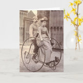  Victoriaans paar op Tandem Bicycle Postcar Kaart (Gele Bloem)