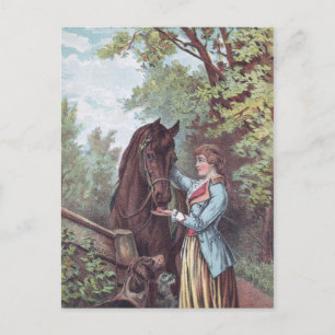 Victoriaans paard en Rider met honden Briefkaart