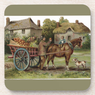 Victoriaans paard met Apple Cart Drankjes Onderzetter