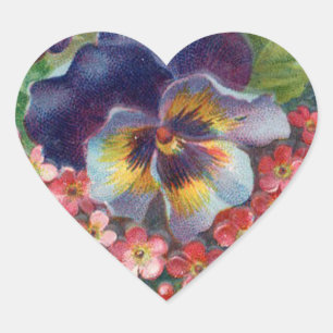 Victoriaans Paars Pansy Bouquet voor Moederdag Hart Sticker