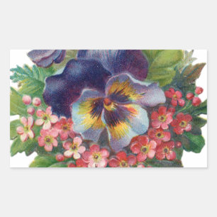 Victoriaans Paars Pansy Bouquet voor Moederdag Rechthoekige Sticker