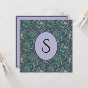 Victoriaans Paars Pansy Steel Blue Ribbon Kaart