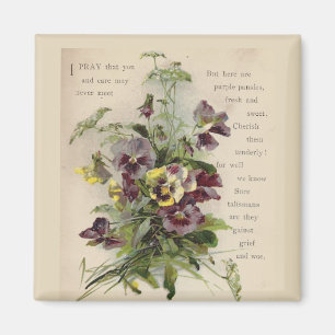 Victoriaans Paarse Pansies Poem Magnet Magneet