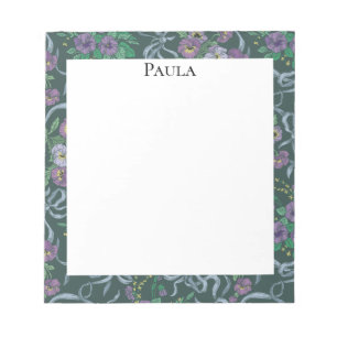 Victoriaans Paarse Pansy Blue Ribbons Notitieblok