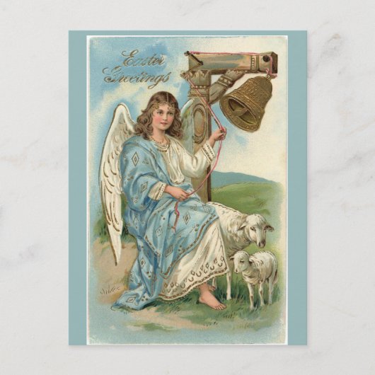 Victoriaans Paasengel met Schaap Briefkaart (Voorkant)