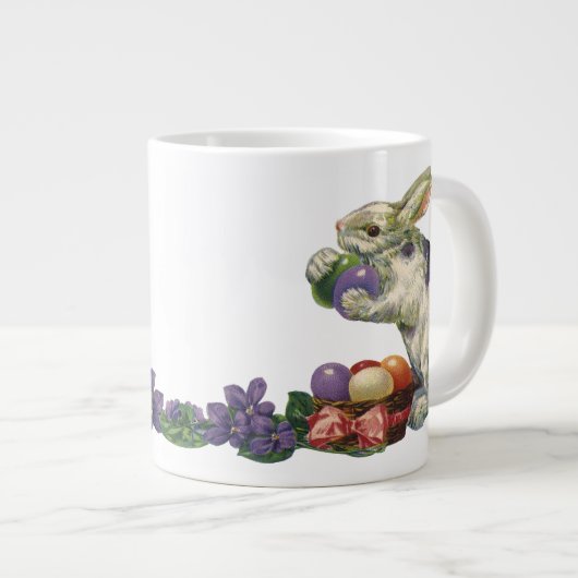  Victoriaans paashaas, bloemen en eitjes Jumbo Mok (Voorkant rechts)