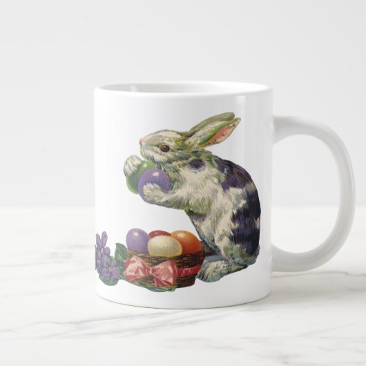  Victoriaans paashaas, bloemen en eitjes Jumbo Mok (Rechts)