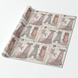Victoriaans Papieren Doll met Jassen Cadeaupapier