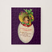 Victoriaans Pasen,  Meisje met Bonnet in Egg Legpuzzel (Verticaal)