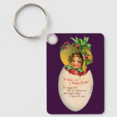 Victoriaans Pasen, Meisje met Bonnet in Egg Sleutelhanger (Voorkant)