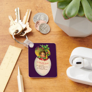 Victoriaans Pasen,  Meisje met Bonnet in Egg Sleutelhanger