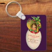 Victoriaans Pasen, Meisje met Bonnet in Egg Sleutelhanger (Voorkant)