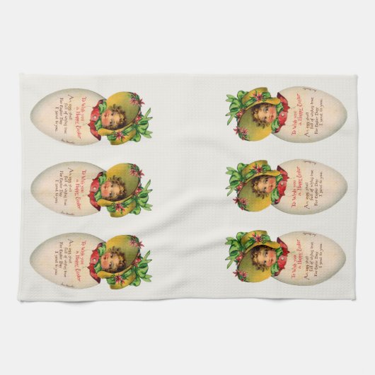 Victoriaans Pasen, Meisje met Bonnet in Egg Theedoek (Horizontaal)