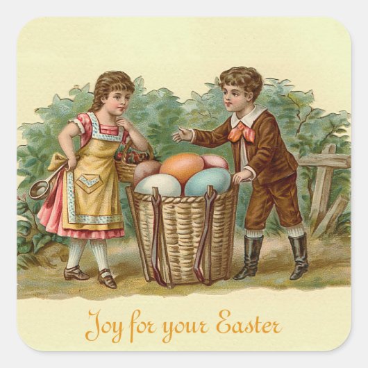  Victoriaans Pasen Vierkante Sticker (Voorkant)