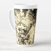 Victoriaans pauw bloementoilet patroon goud zwart latte mok (Linkerhoek)