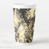 Victoriaans pauw bloementoilet patroon goud zwart latte mok (Voorkant)