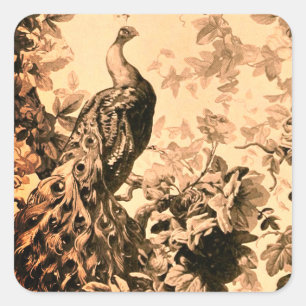 Victoriaans pauw bloemige elegante toile patroon vierkante sticker