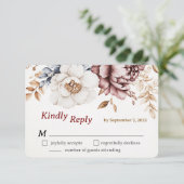 Victoriaans Peony Luxe bruiloft RSVP Kaart (Staand voorkant)