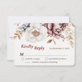 Victoriaans Peony Luxe bruiloft RSVP Kaart (Voorkant)