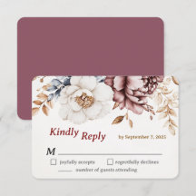 Victoriaans Peony Luxe bruiloft RSVP Kaart