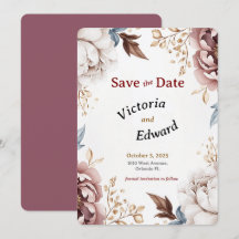 Victoriaans Peony Luxe bruiloft Save the Date Kaar