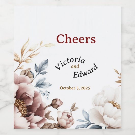 Victoriaans Peony Luxe Drank & Wijnflesetiketten Wijn Etiket (Enkel label)