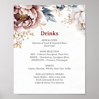 Victoriaans Peony Luxe Drinken Menu Poster