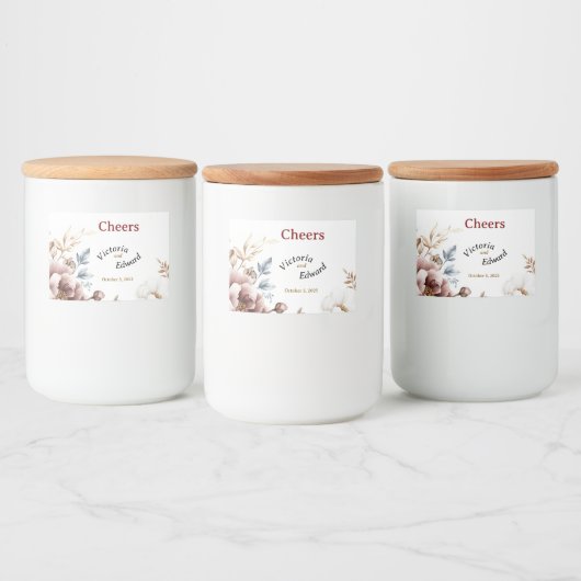 Victoriaans Peony Luxe Voedsel Container Labels Voedselcontainer Etiket (Flessen)