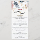 Victoriaans Peony Luxe Wedding Menu Kaart (Voorkant)