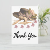 Victoriaans Pet met lint en benzine Bedankkaart (Staand voorkant)