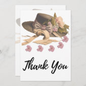 Victoriaans Pet met lint en benzine Bedankkaart (Voorkant / Achterkant)