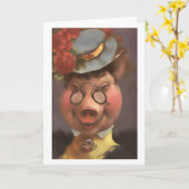 Victoriaans Pig Lady Kaart (Gele Bloem)